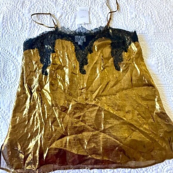 cami nyc metallic gold and black top - Picture 1 of 4